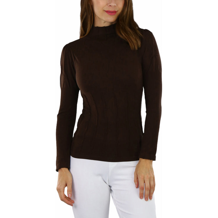 Women’s Seamless Textured Long Sleeve Turtleneck Blouse