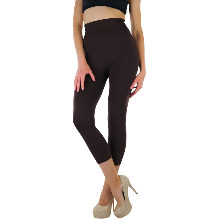 Women’s Capri Length Wide Waistband Seamless Lightweight Stretch Leggings