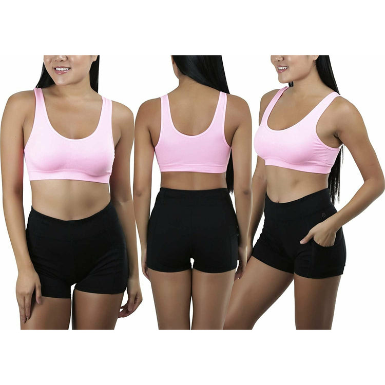 ToBeInStyle Women's Pack of 6 Padded Scoop Neck Lounging Bras