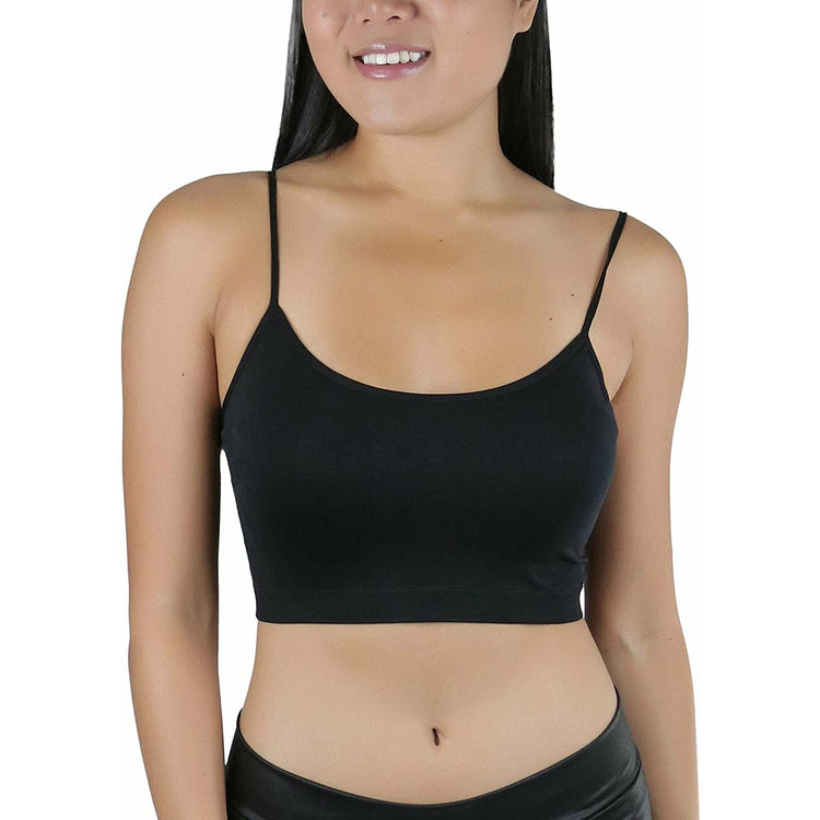 ToBeInStyle Women's Spaghetti Cami Top Basic Bralette w/o Padding or Underwire