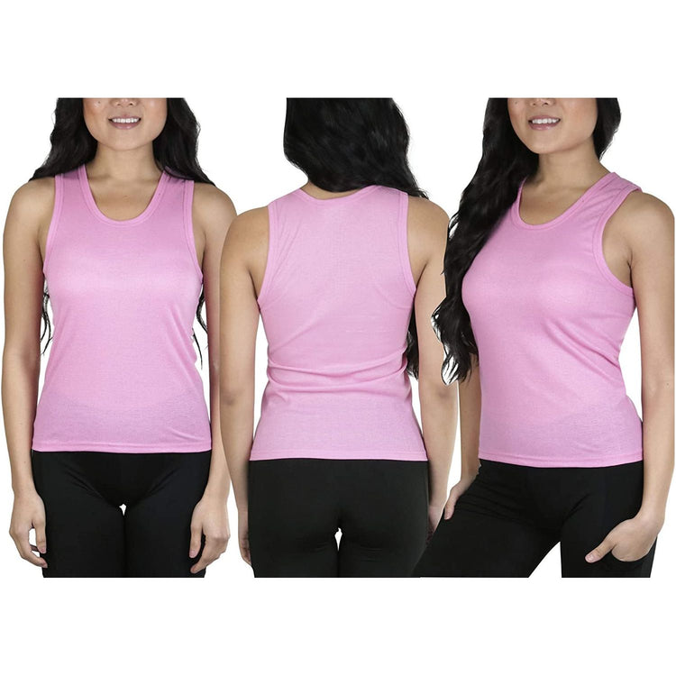 Women’s Pack of 6 100% Cotton Ribbed Layering Scoop Neck Tank Tops