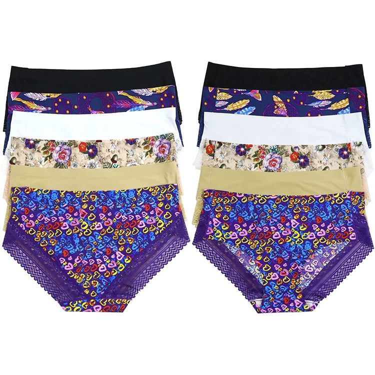 ToBeInStyle Womenโs Pack of 6 Comfortable No Panty Line Laser Cut Boyshorts