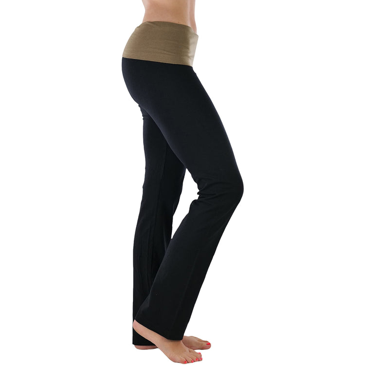 Women's Elastic Exercise Sweatpants w/Fold-Over Waistband