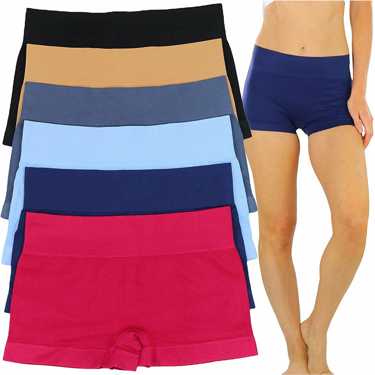 ToBeInStyle Women's Pack of 6 Stretch Microfiber Cheeky Boyshort Panties