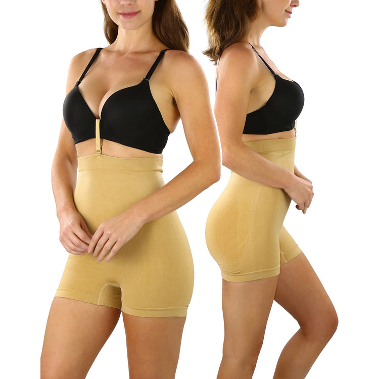 Women's High-Waisted Boyshort Shaper w/Bra Strap