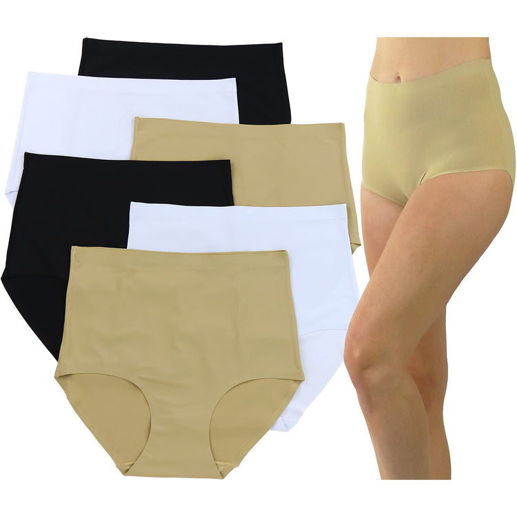 Women's Pack of 6 High Waisted Seamless Laser Cut Panty Briefs