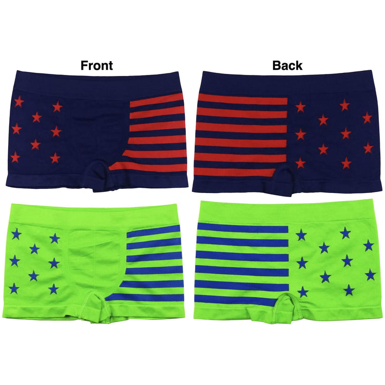 ToBeInStyle Boy's Pack of 6 Seamless Boxer Briefs with Stars and Stripes Print