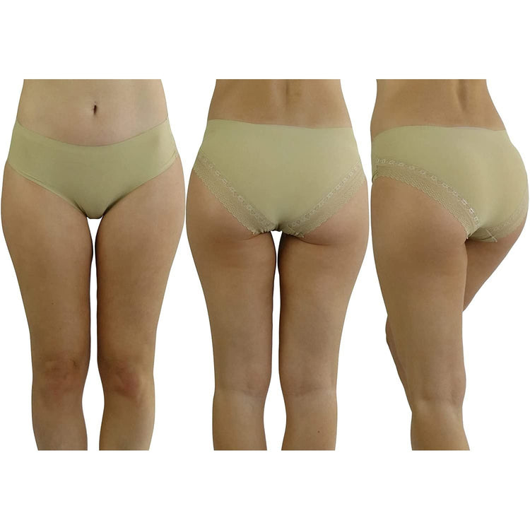 ToBeInStyle Womenโs Pack of 6 Comfortable No Panty Line Laser Cut Boyshorts