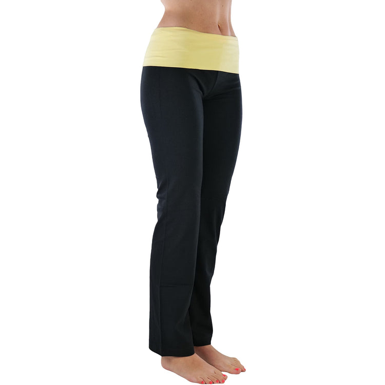 Women's Elastic Exercise Sweatpants w/Fold-Over Waistband