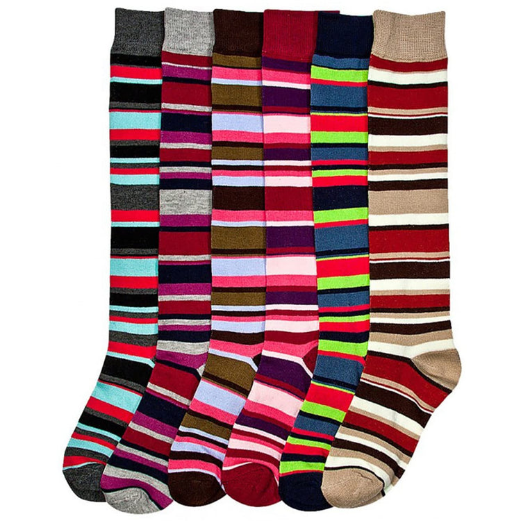 Women's Pack of 6 Patterned Knee High Socks