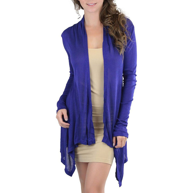 Women's Open Drape-Front Asymmetrical Hem Cardigan