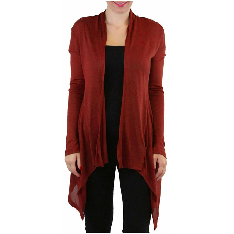 Women's Open Drape-Front Asymmetrical Hem Cardigan