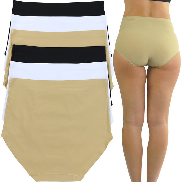 Women's Pack of 6 High Waisted Seamless Laser Cut Panty Briefs