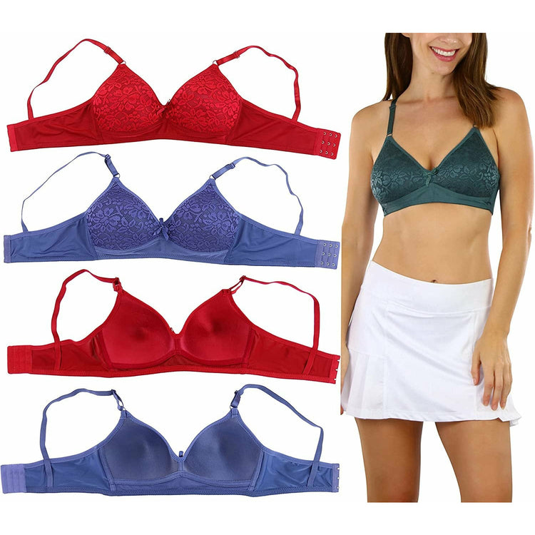 ToBeInStyle Women's Pack of 6 Slightly Padded Underwire Bras w/ Lace Flower Cups