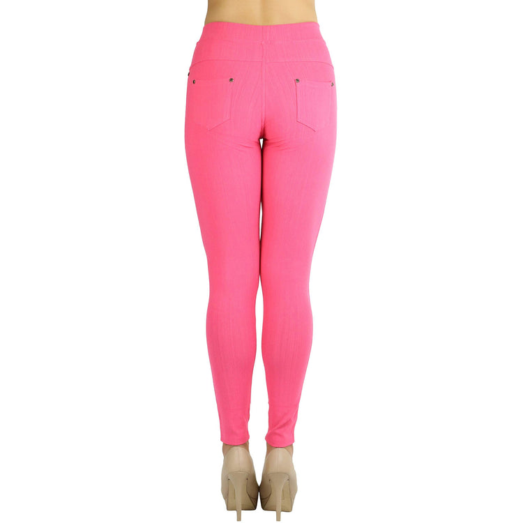Women's Denim Like Skinny Fit Stretch Jeggings Pants