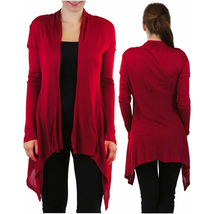 Women's Open Drape-Front Asymmetrical Hem Cardigan