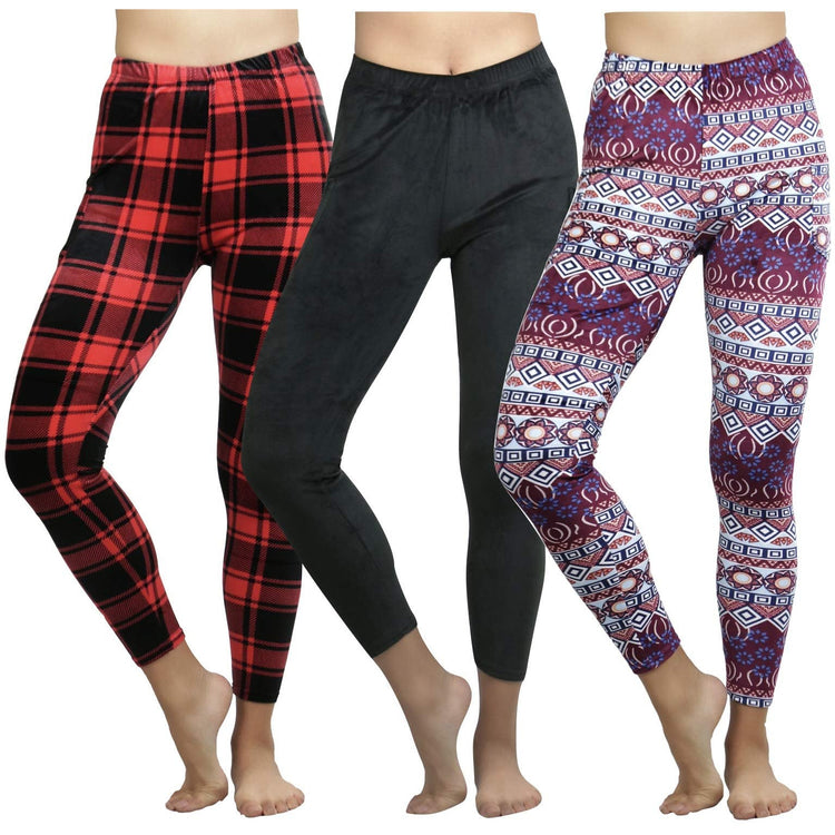 Women's Luxuriant Solid Velour Brushed Ankle Leggings