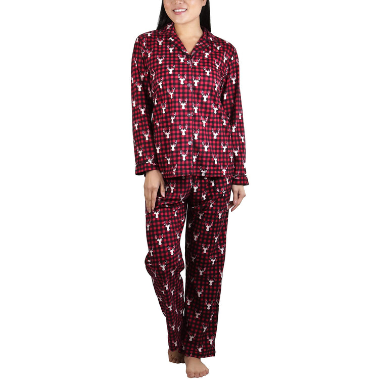 Women's Flannel Pajama Set with Matching Top and Bottom