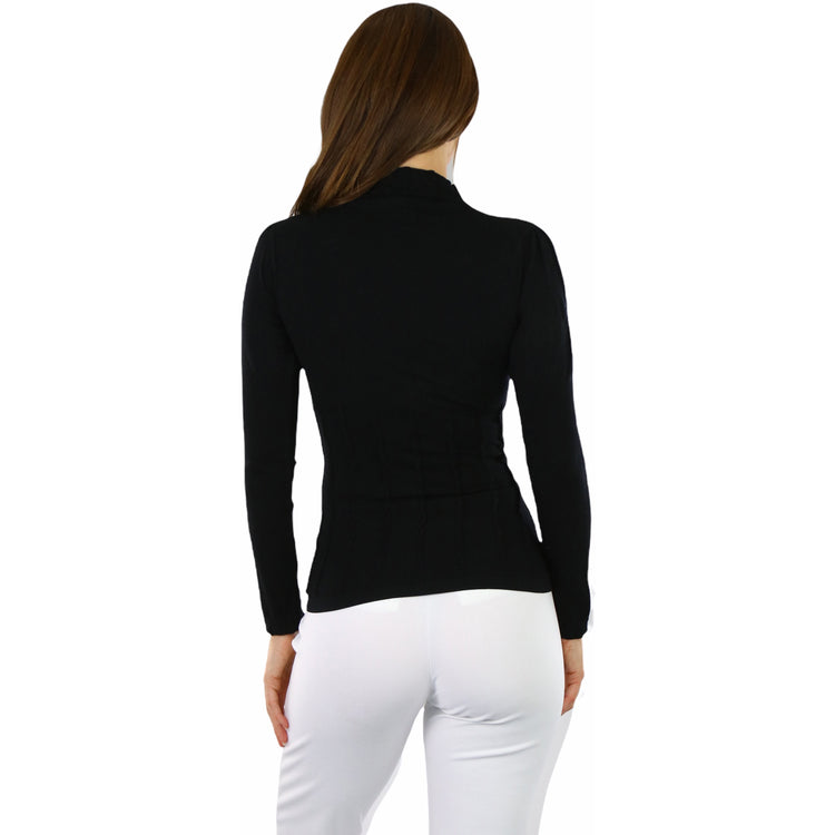 Women’s Seamless Textured Long Sleeve Turtleneck Blouse
