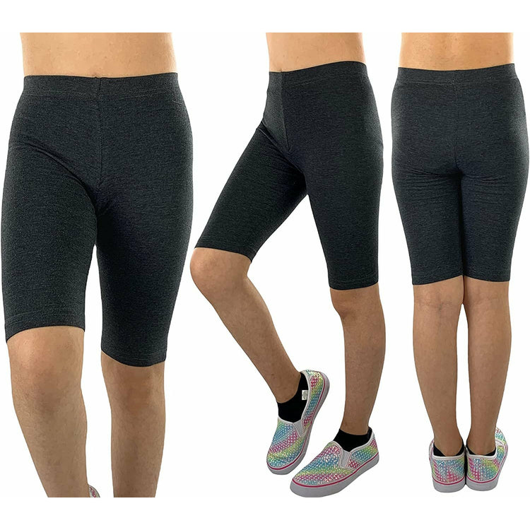 Girls' Pack of 6 Cotton-Spandex Blend Stretch Waistband Above the Knee Shorts
