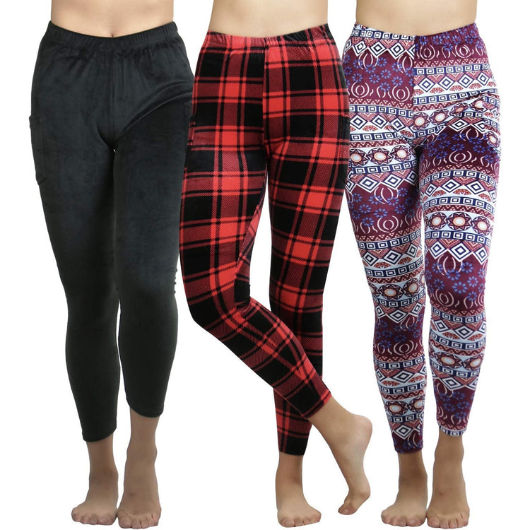 Women's Luxuriant Solid Velour Brushed Ankle Leggings