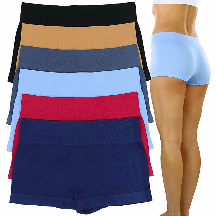 ToBeInStyle Women's Pack of 6 Stretch Microfiber Cheeky Boyshort Panties
