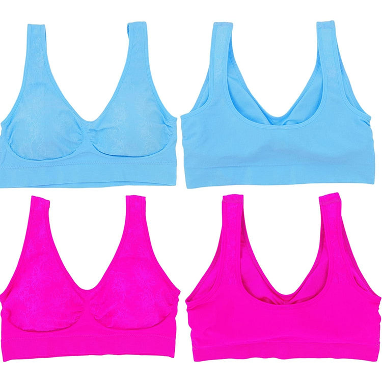 Women's Pack of 6 Padded Double Scoop Comfort Lounging Bras