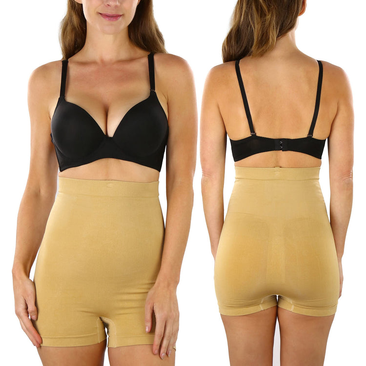 Women's High-Waisted Boyshort Shaper w/Bra Strap