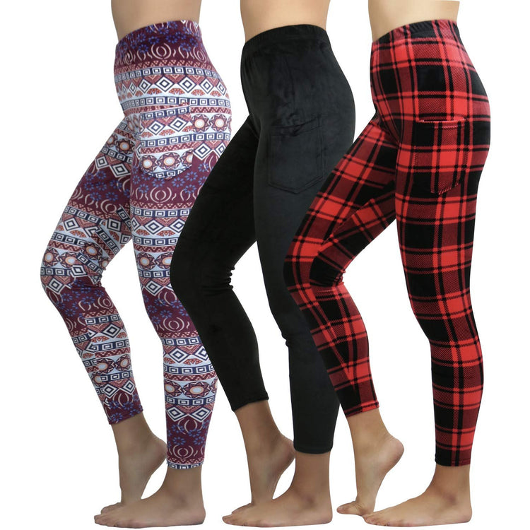 Women's Luxuriant Solid Velour Brushed Ankle Leggings