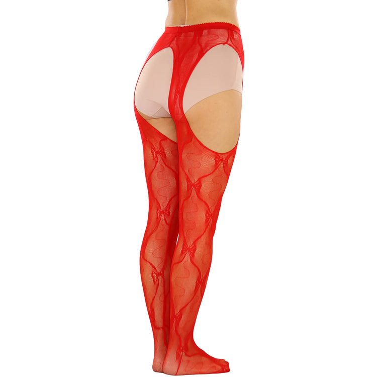 Women's Pantyhose With Lace Bow Suspenders