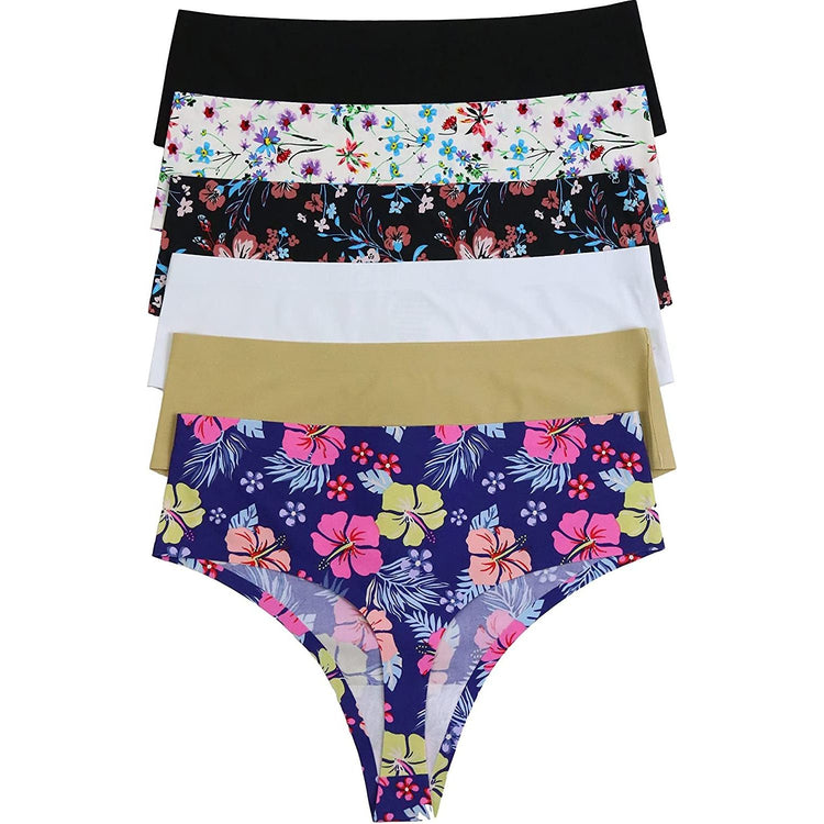 ToBeInStyle Womenโs Pack of 6 Comfortable No Panty Line Laser Cut Boyshorts