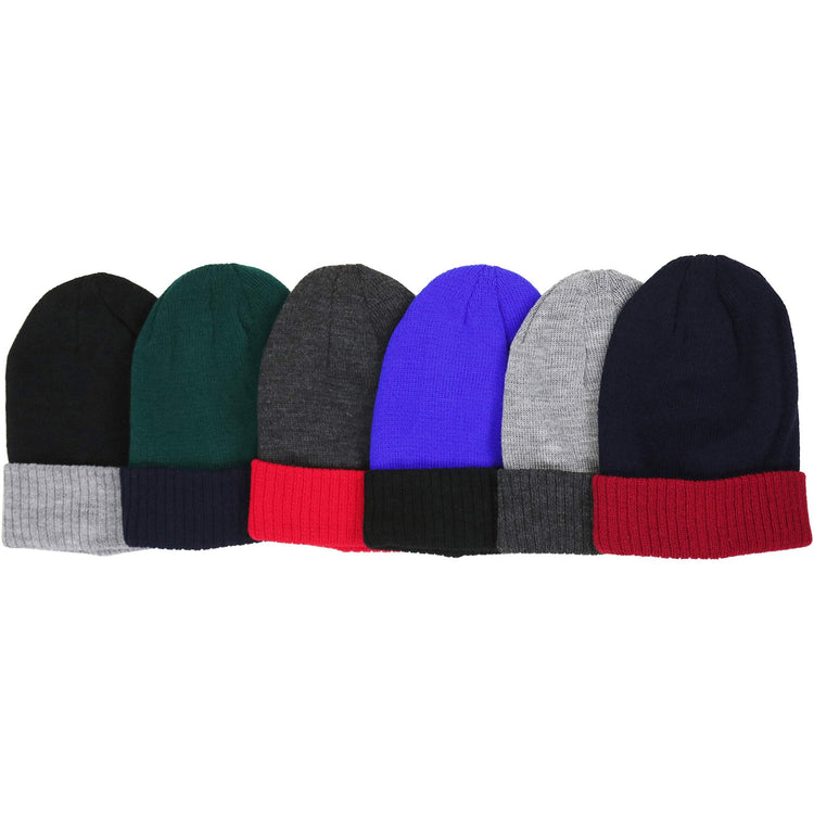 6 Pack Kids' Knitted Acrylic Winter Beanies