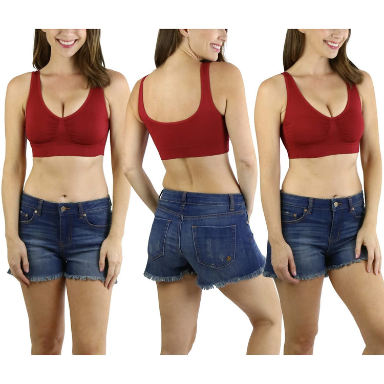 Women's Pack of 6 Deep & Neutral Comfortable Lounging Scoop Back Sports Bras