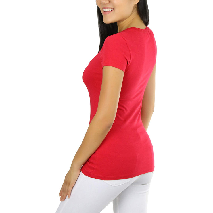 Women's Slim Fit Scoop Neck Short Sleeve Longline Tee