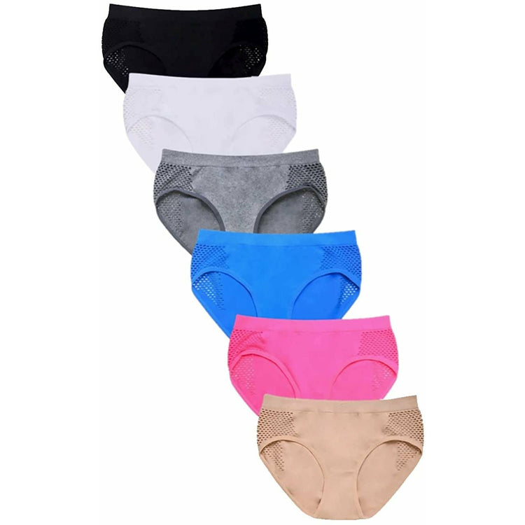 ToBeInStyle Women's Pack of 6 Stretchy Microfiber Panties with Mesh Cut Out Sides