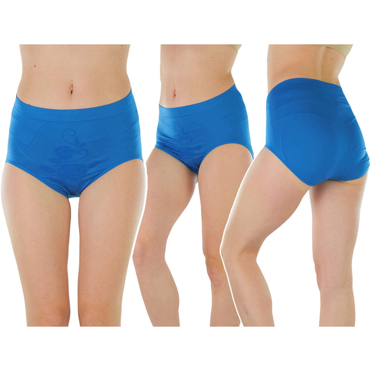 Womens Pack of 6 Plus Size Seamless V Patterned High Waisted Briefs