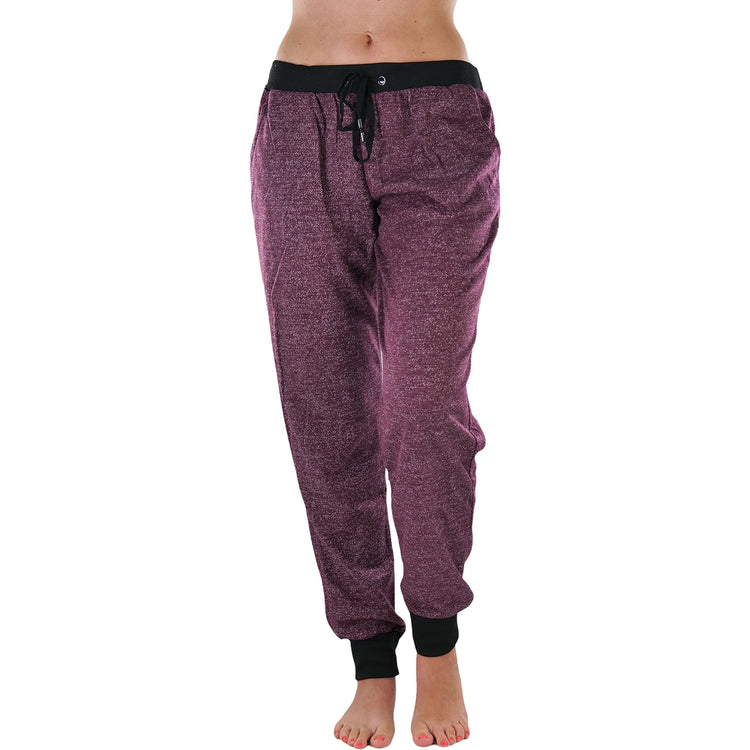 Women's Marled Print French Terry Jogger Pants with Cuff Ends