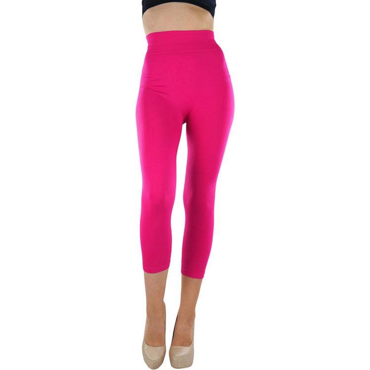 Women’s Capri Length Wide Waistband Seamless Lightweight Stretch Leggings