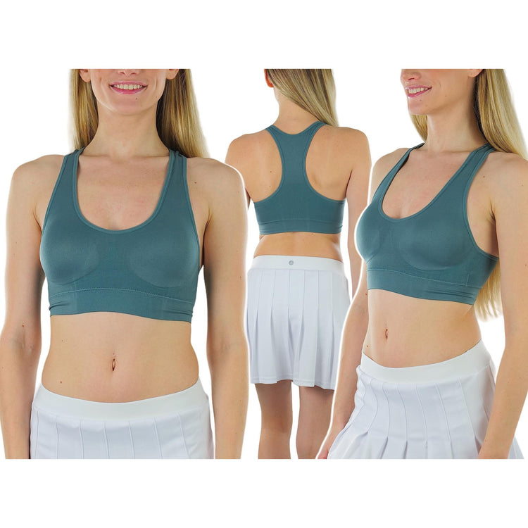 Women’s Pack of 6 Comfortable and Supportive Racerback Sports Bras