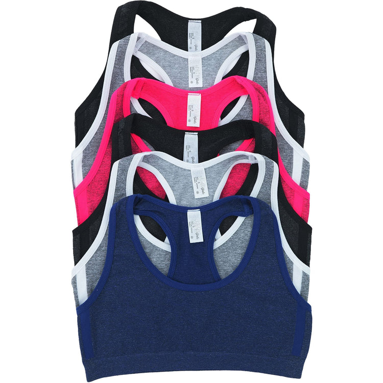 Girl’s Pack of 6 Seamless Training Bras Top Wire-Free Non-Padded