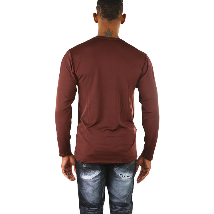 Men's Premium Fleece Lined Microfiber Thermal Long Sleeve Crewneck Shirt Top
