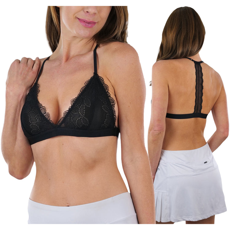 Women's Eyelet Lace T-Back Plunge Bralette