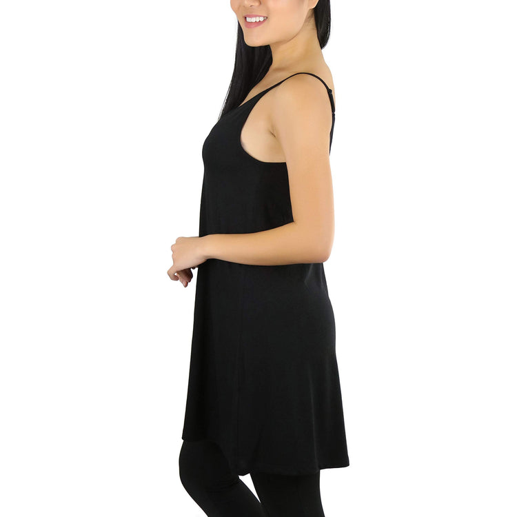 Women's V Neck Adjustable Spaghetti Strap Rayon Tunic