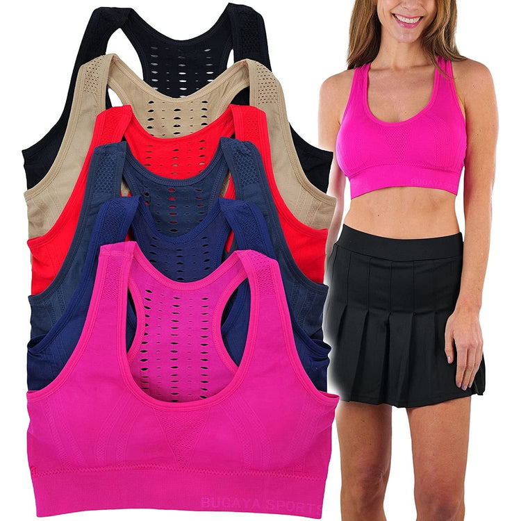 ToBeInStyle Women’s Pack of 6 Comfortable and Supportive Racerback Sports Bras