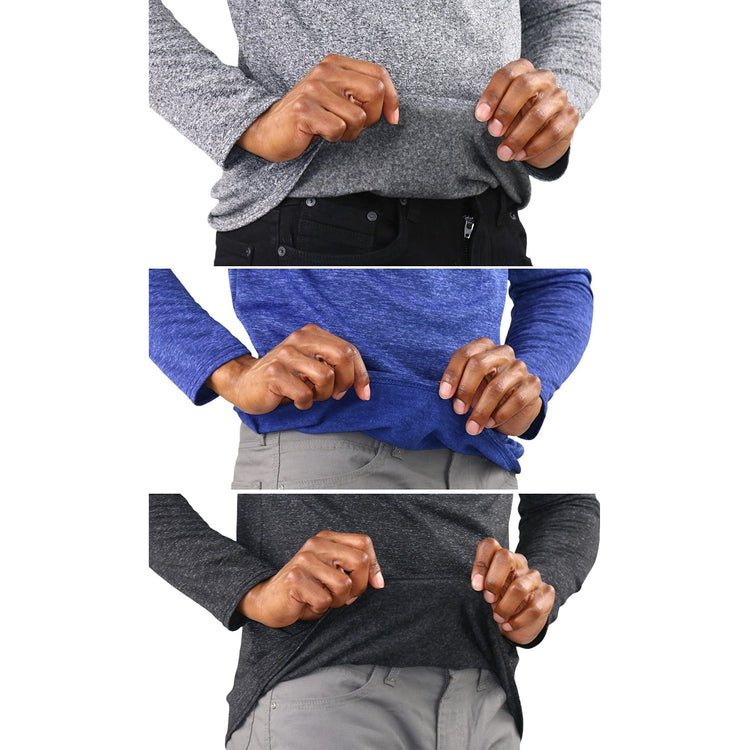 Men's Premium Fleece Lined Microfiber Thermal Long Sleeve Crewneck Shirt Top