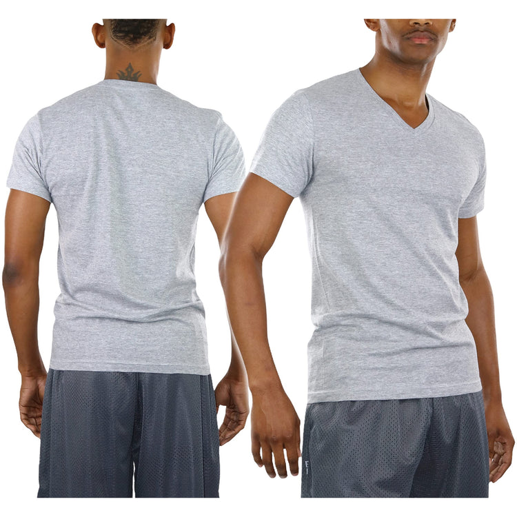Men's Pack of 100% Cotton Short Sleeve V-Neck Tees