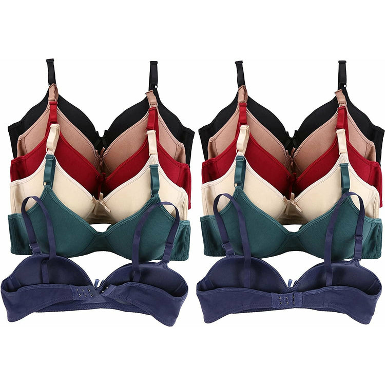 ToBeInStyle Women's Pack of 6 Slightly Padded Underwire Wild Berry Bras