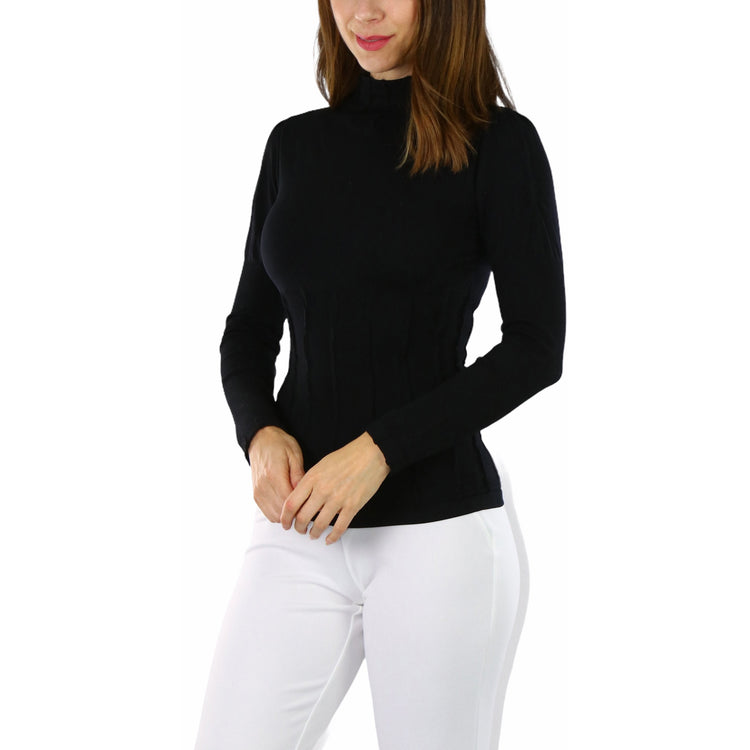 Women’s Seamless Textured Long Sleeve Turtleneck Blouse