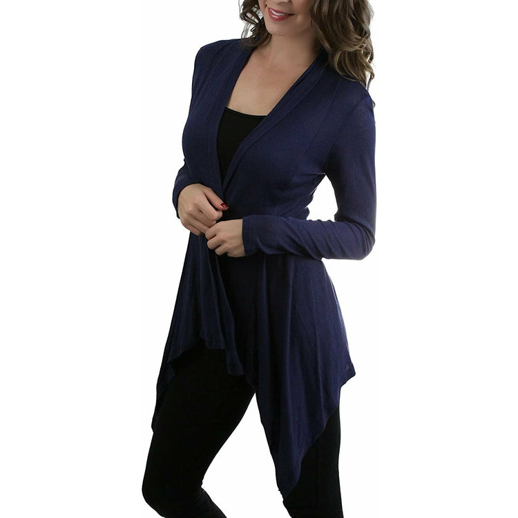 Women's Open Drape-Front Asymmetrical Hem Cardigan