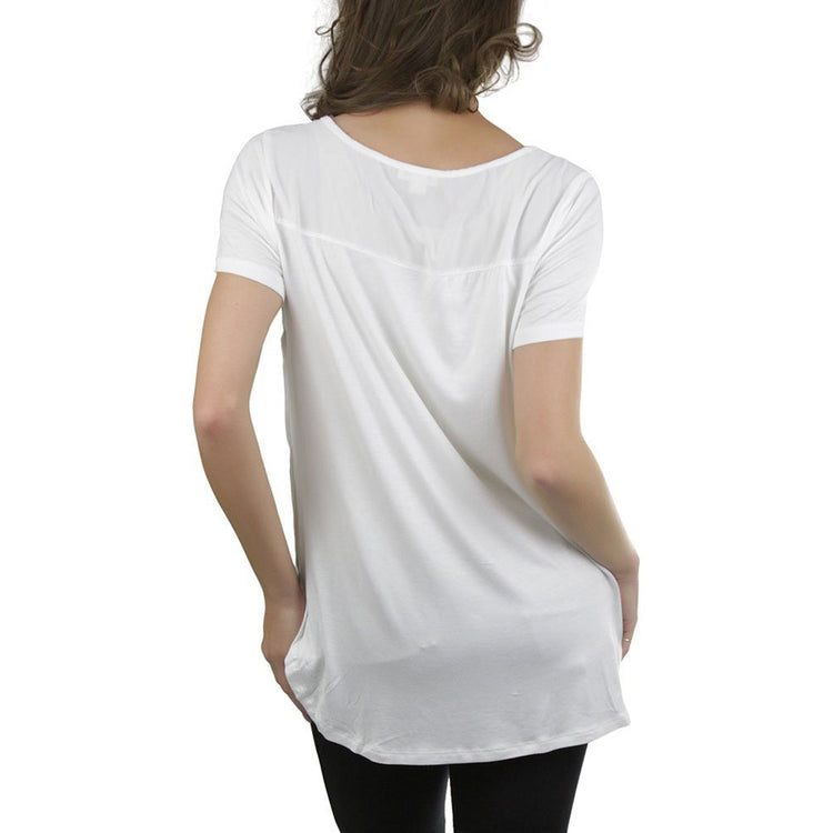 Women's Short Sleeve Knit and Woven Maternity Top